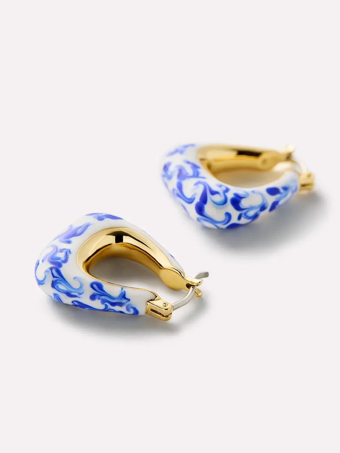 Opvallende Statement Oorbellen in Blauw Marmer