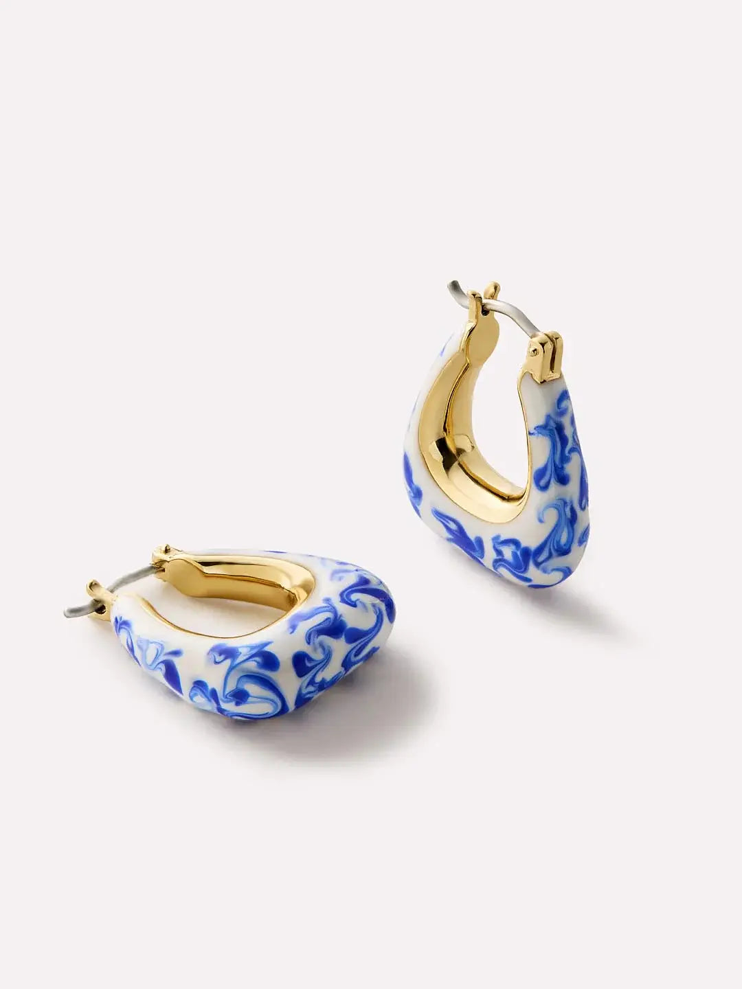 Opvallende Statement Oorbellen in Blauw Marmer